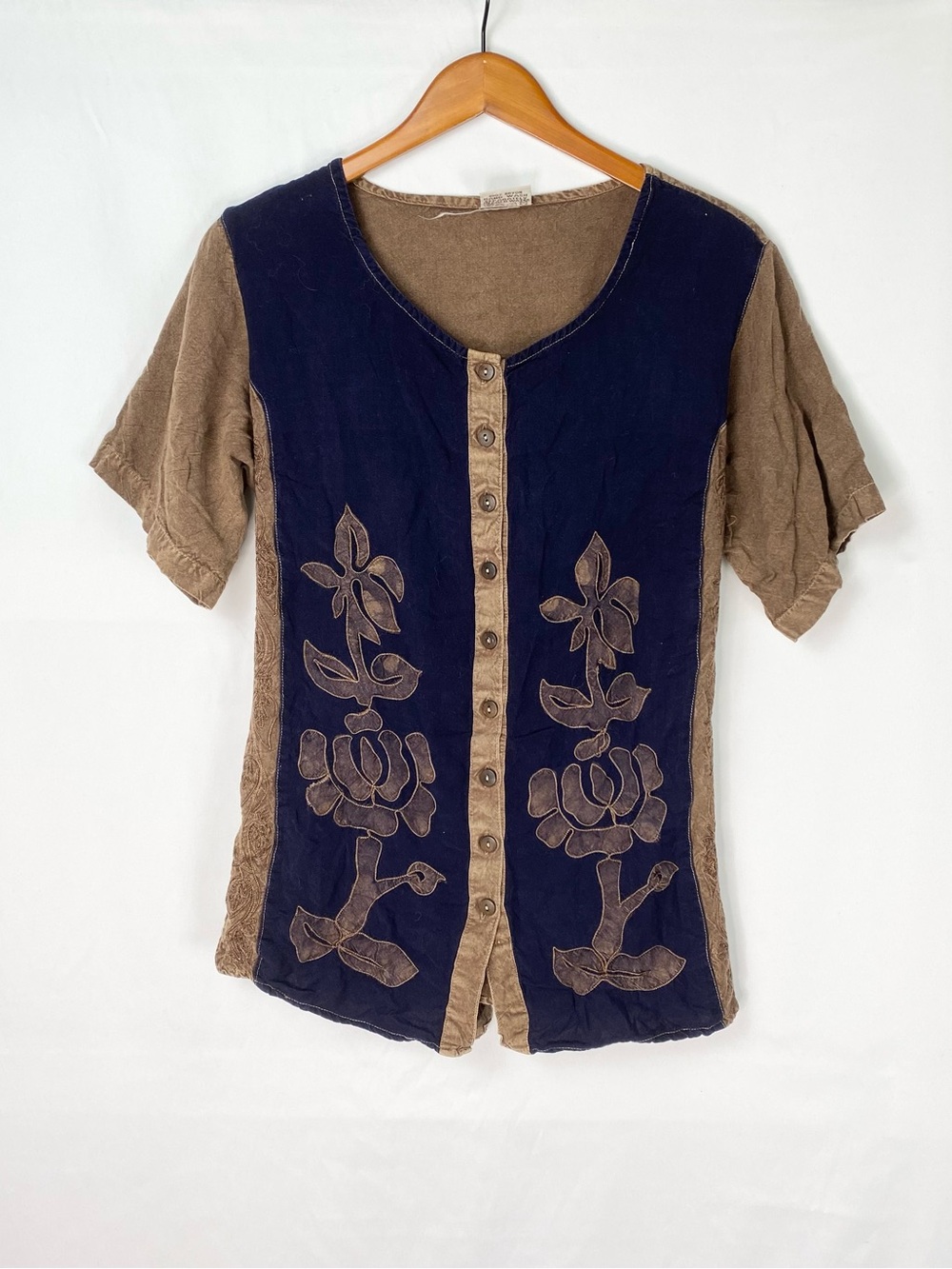 Vintage Magic Floral Tie Back Blouse Button Up Bohemian